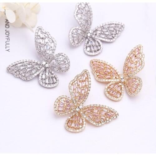 Korean Big Butterfly Earrings for Women Cute Insect Stud Earrings Luxury AAA Zircon Wedding Earrings Fashion Jewelry oorbellen