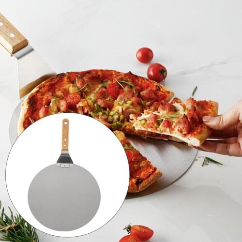 Premium Stainless Steel 12'' Pizza Peel Shovel with Wood Handle Baking Pastry Bread Spatula Pizza Turning Peel Kitchen Supply