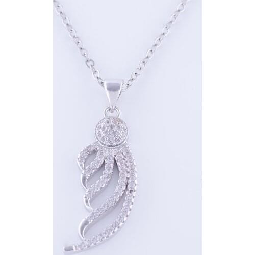 Fashion Jewelry Bijoux Zircon Feather Bead Womens Necklaces & Pendants Handmade Copper Micro Pave Best Friends Pendant Diy Gift