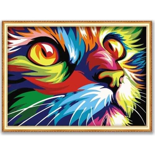 Animal Cat DIY 11CT Cross Stitch Embroidery Kits Needlework Craft Set Cotton Thread Printed Canvas Home Decoration Living Room