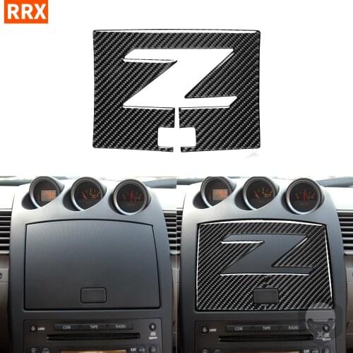 For Nissan 350Z Z33 2003-2009 Real Black Carbon Fiber Sticker Navigation Cover Box Dash Panel Modified Interior Car Accessories
