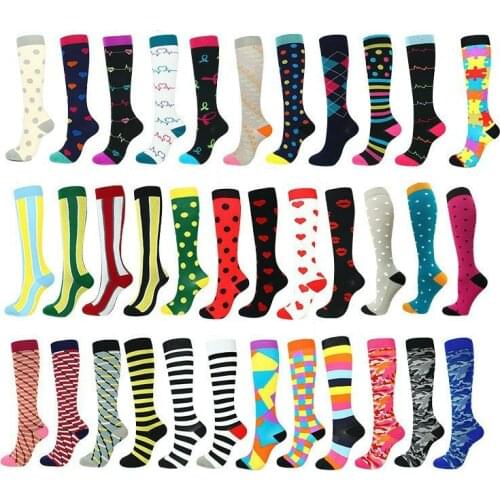 44 Color Running Men Women Socks Sports Compression Happy Tube Socks Support Nylon Unisex Outdoor Racing Long Pressure Stockings