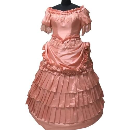 2020 New pink victorian Halloween Cosplay dress Colonial Georgian Renaissance Gothic Historical dress D-552
