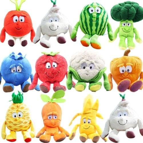 2021 New 25cm Fruits Vegetables Plush Toys Kawaii Carrot Banana Pumpkin Watermelon Stuffed Figure Plushie Doll Gifts for Kids