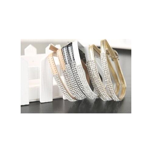 Charming Rhinestone Leather Shoes Band Women Shoes Decoration