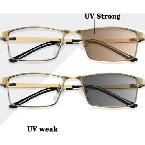 UV protection Progressive Multifocal Reading Glasses Men Photochromic Lenses Near Far Sight Alloy Frame Eyeglasses Diopter
