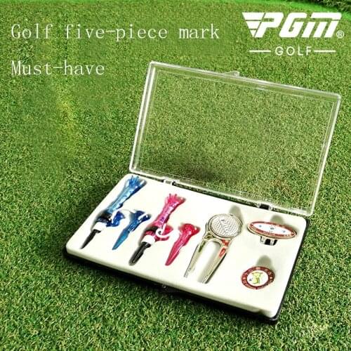 Pgm New Products Professional Golf Training Supplies Golf Hat Clips Mark Mark Mother Ball TEE Green Fork Boxed Five-piece Gift