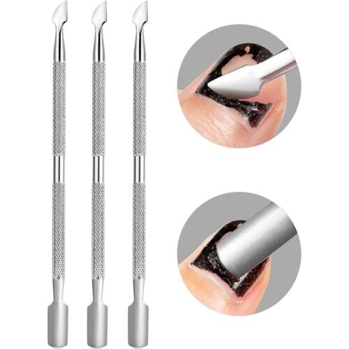 Nail Art Files UV Gel Polish Stainless Steel Cuticle Spoon Pusher Dead Skin Remove Manicure Pedicure Clean Care Cosmetics Tools