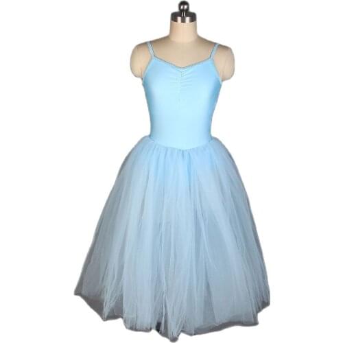 Child & Adult Camisole Ballet Dance Dress Sky Blue Spandex Ballerina Tutu Performance Costume Girls Romantic Tutu Dresses 19508