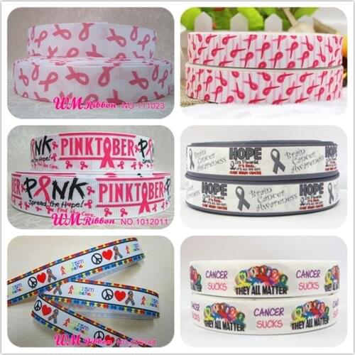 Q&N ribbon 7/8inch 22mm peace health autism awareness printed grosgrain ribbon 50yds/roll free shipping for hair bow headband