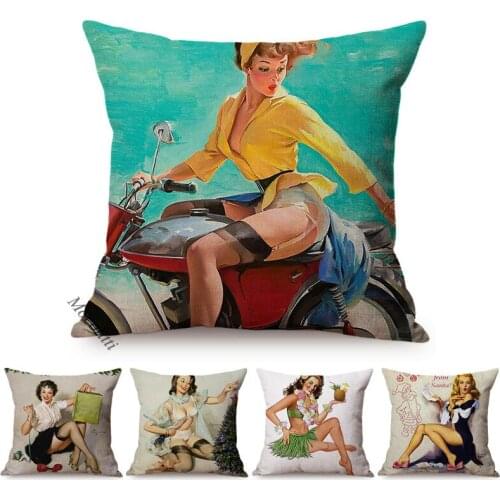 Sexy Woman Pattern Cushion Cover Vintage Fashion Lady Christmas Sexy Charming Decoration Room Sofa Throw Pillow Case Kussenhoes
