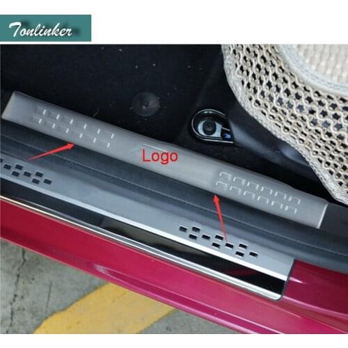 Tonlinker Interior Car Door Welcome Cover stickers for Ford Fiesta 2013 Car styling 4 PCS Stainless steel Cover sticker