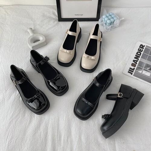 Retro Square Toe Ladies Single Shoes Spring And Summer New All-Match Shallow Mouth Fashion Korean Small Leather Shoes