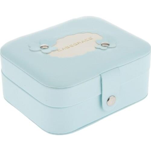 Womens Lockable PU Leather Jewelry Box Display Storage Case Earring Holder