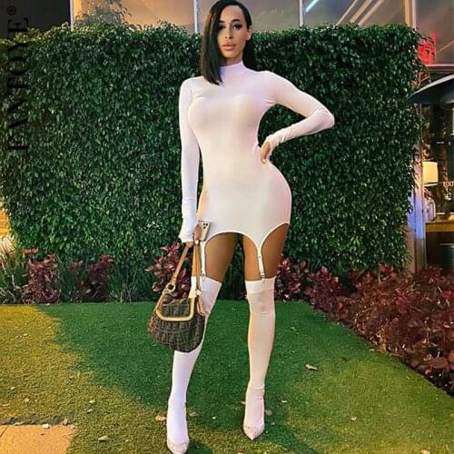 FANTOYE Sheath Long Sleeve With Sock Cotton Dress Women Sexy O Collar High Elastic Mini Dress Bodycon Partywear Female Vestidos