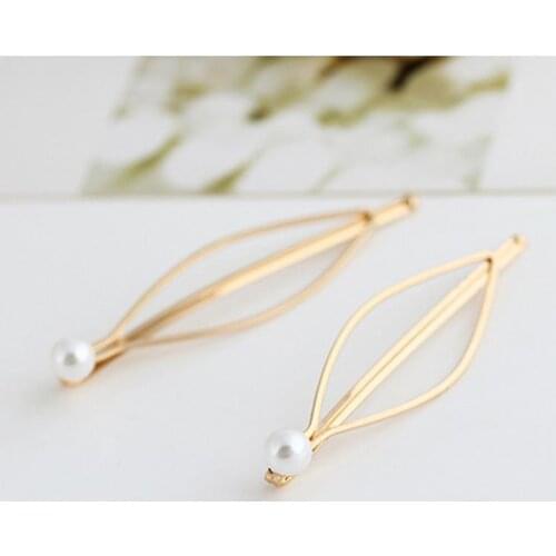 1Pcs Alloy Hair Clips Simple Style Pearl Hairpins Side clip Ladys Golden Hair Clip Hairband Barrette Headdress Accessories