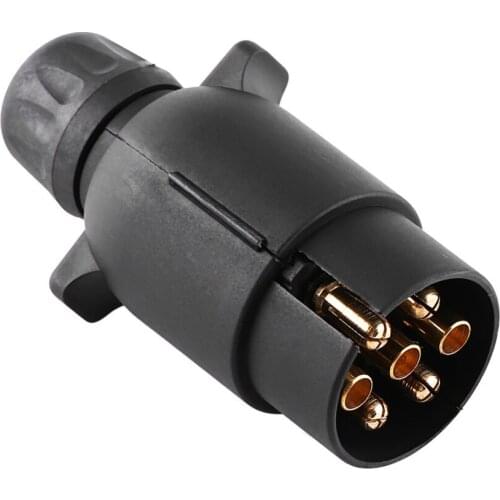 12V 7 Pin Electric Trailer Plug N-Type Plastic 7-Pole Wiring Connector Adapter Black Caravan Truck Plug