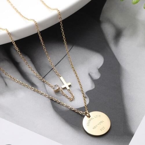 2020 new cross love declaration pendant double necklace glamour female necklace