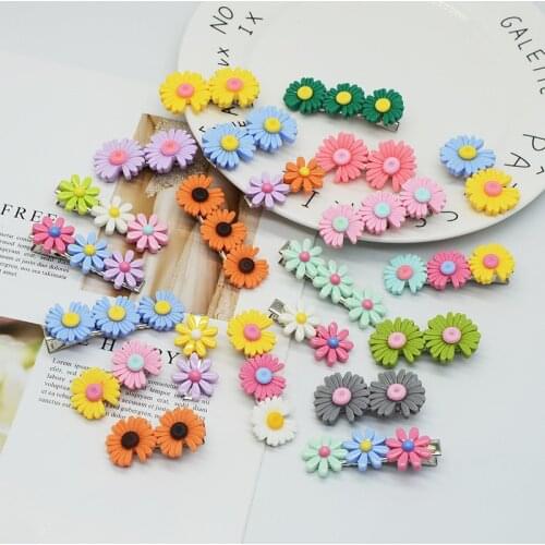 2021 New Lovely Cartoon Flowers Hair Clip Barrettes Rubber Band Hair Loop for Child Girl Beautiful Color Clamp Hair Accessories