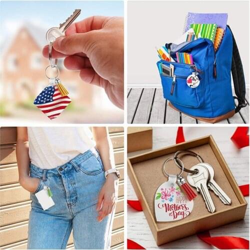 30pcs/set Acrylic Clear Geometric Blanks Keychain Set Jump Acrylic Circle Keyring Tassels DIY Keychains For Jewelry Rings P8P3