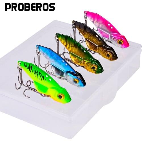 3D Eyes Proberos 6pc/Lot Fishing lure 5g-7g-10g-15g Big Spoon Lure with Hooks 6 Color Fishing Bait VIB Big Hard Bait New Set