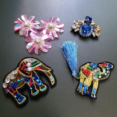 3D handmade camel elephant rhinestone patches for clothing bag hat DIY Sew on beaded patch embroidery appliques parche ropa