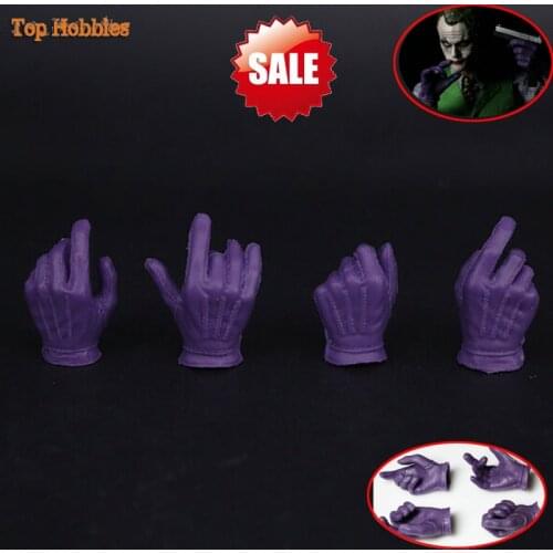 4PCS/S Joker 1/6 Head FIGURE Palms Purple Gloves Hands clown gloves hand Support for 12 Inch Hot Toys Body DX11 DX01 Suit Set