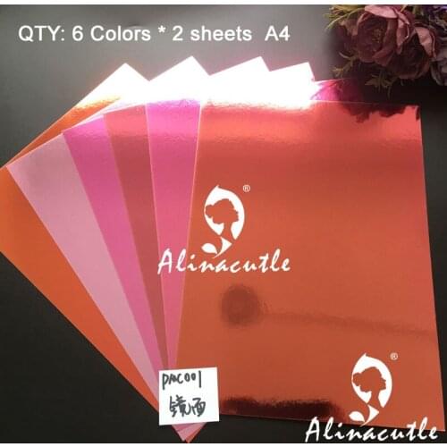 6colors x 2 sheets Berry Smooth Mirror Paper Card A4 250gsm Paper DIY Scrapbooking paper pack craft Background paper Alinacraft