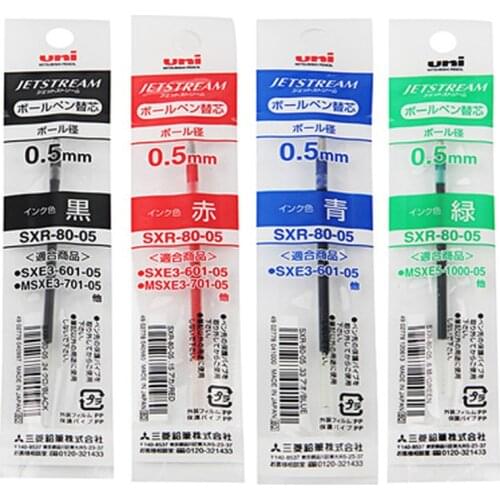 6 Pcs/Lot Uni SXR-80-05 Refills for MSXE5-1000-05 Ballpoint Pen 0.5 mm-4 colors(Black,Red,Blue,Green) to choose