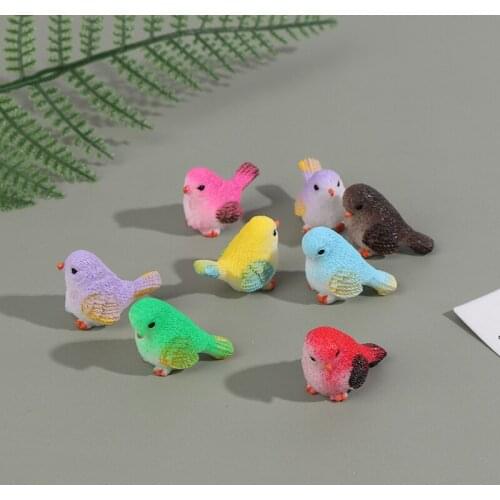 8Pcs Resin Home Ornament Cute Little Birds Animal Model Figurine Glass Decor Miniature Craft Garden DIY Accessories