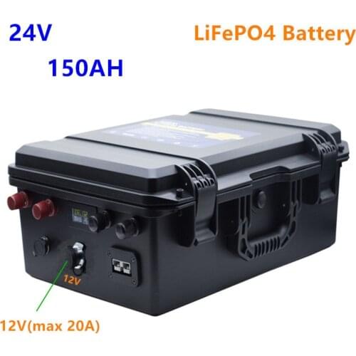 Lifepo4 24V 150ah battery pack lithium 24V lifepo4 150AH battery pack with 10A charger for RV,boat,solar system,inverter