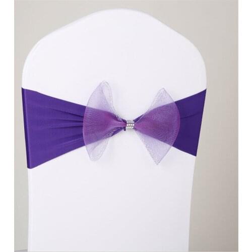 Free Shipping 100pcs spandex & organza chair sash For Wedding Banquet Party Decoration Marious Chair Cover Band