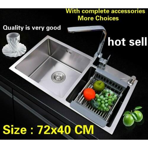 Free shipping 304 stainless steel kitchen sink thick dishwashing ordinary double groove 72x40 CM