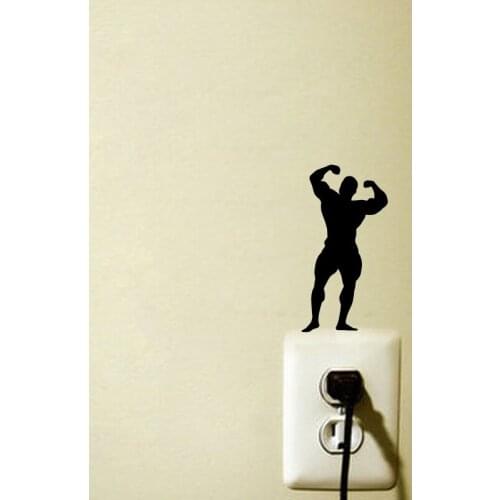 Bodybuilder Cartoon Fashion Vinyl Wall Stickers Light Switch Decals 5WS1042