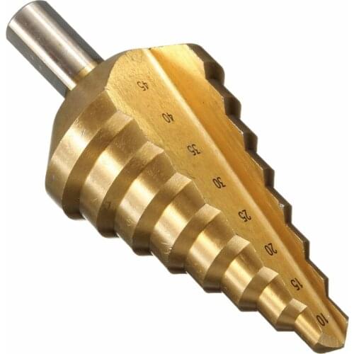 Hss Multiple Hole 8 Sizes 10/15/20/25/30/35/40/45mm Titanium Step Drill Bit 8 Steps Cone Drill Bit Hole Groove Metal Wood Cut