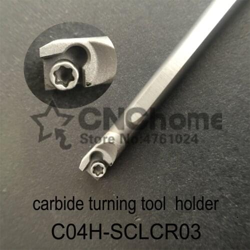 C04H-SCLCR03, carbide turning tool holder diameter 4mm length 100mm use tungsten insert CCGT030102L-F TN60