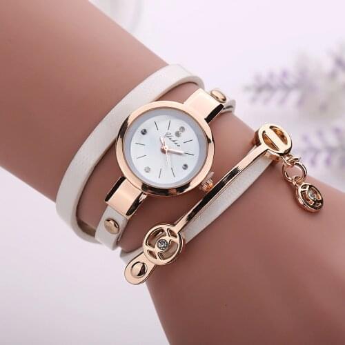 Fashion Women Charm Wrap Around Leather Quartz Wrist Watch Women Rhinestone Watch Female Montre mujer Special Gifts For Women