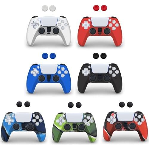 For PS 5 Gaming Silicone Case for PS5 Controller Anti-Slip Protective Cover for PlayStation 5 Gamepad Joystick with Button Caps