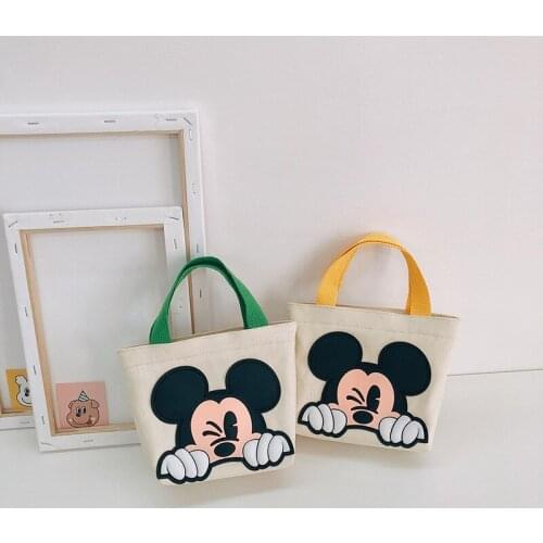 Disney Childrens Girls Canvas Handbag Anime Cartoon Mickey Mouse Coin Purse Girls Shoulder Bag Womens Bag Shopping Hand Bags