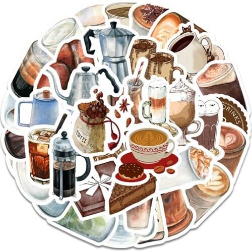 40Pcs Creative Coffee Hand Account Stickers For Mobile Phone Diy Refrigerator Skateboard Car Accessories Sticker