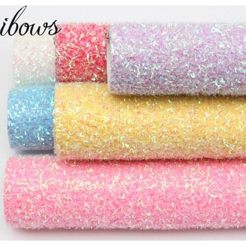 IBOWS 22*30cm Glitter Synthetic Leather Shiny Stripes Sequin Bow Fabric for Wedding Decoration DIY Bags Shoes Sewing Materials