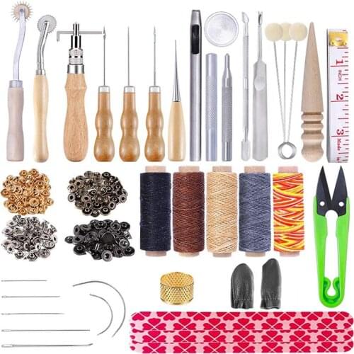 LMDZ Leather Working Tools and Supplies with Waxed Thread, Sewing Needles, Sewing Awls, Adjustable Leather Stitching Groover