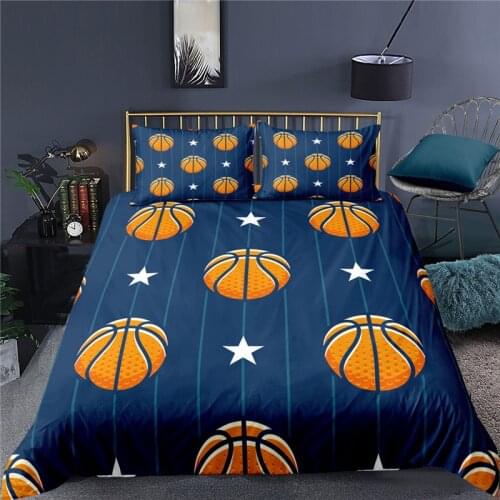 Luxury 3D Kids Boys Ball Print 2/3Pcs Bedding Set Sport Themed Pattern Duvet Cover Pillowcase Home Textile Queen and King Size