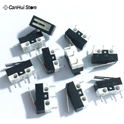 10Pcs Limit Switch Push Button Switch 1A 125V AC Mouse Switch 3Pins Micro Switch With Handle Small Power