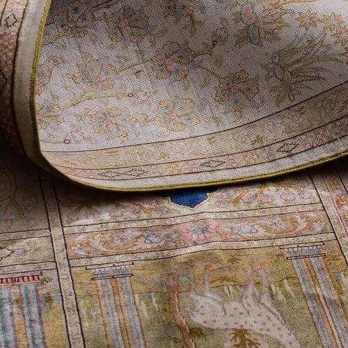 Henan 6x9 ft handmade turkish silk carpet factory prices hand knotted persian silk carpet