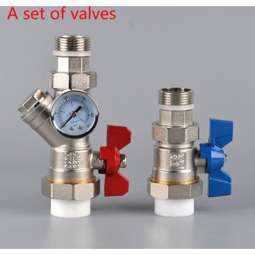 Brass ball valve with water filter Floor heating valve DN25