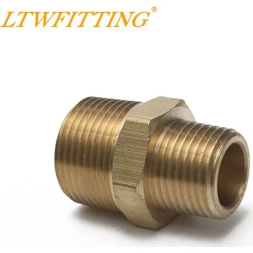 LTWFITTING Brass Pipe Hex Reducing Nipple Fitting 3/4" x 1/2" Male NPT