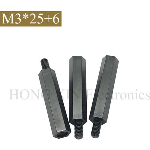 M3*25+6 1 pcs Black Nylon Standoff Spacer Standard M3 Male-Female 25mm Standoff Kit Repair Set High Quality