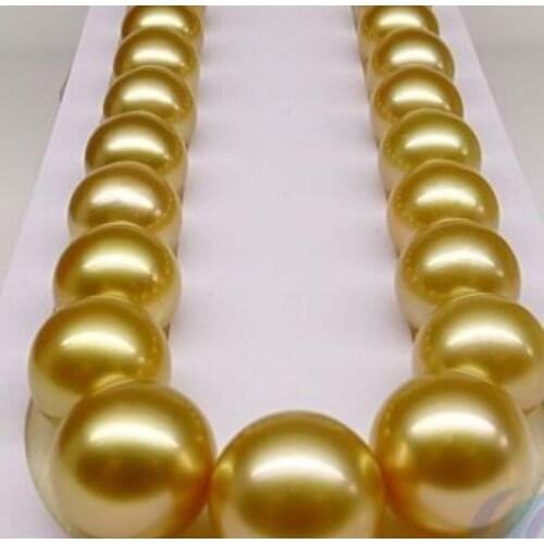 Fashion jewelry Free Shipping women gift word Jewelry 17INCH GOLD CLASP HUGE AAAA 13-16mm Natural south sea genuine gold round
