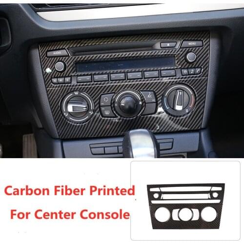 Carbon Fiber Printed Car Center Console AC Control Panel Sticker Cover Moulding Tirm for BMW X1 2011 2012 2013 2014 2015 Styling